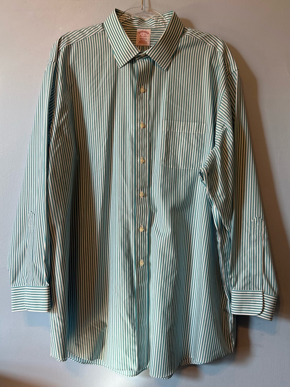 Men's Teal Jade Green Stripe Button-Up Dress Shirt
